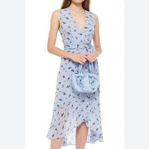 GANNI Ruffled floral-print georgette midi wrap dress New size 42/L